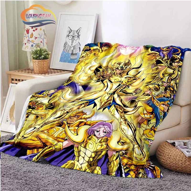 

Классическое Одеяло из анимационной шерсти серии Gold Saint Seiya, детская шаль и диван, супермягкая шаль для путешествий и кемпинга