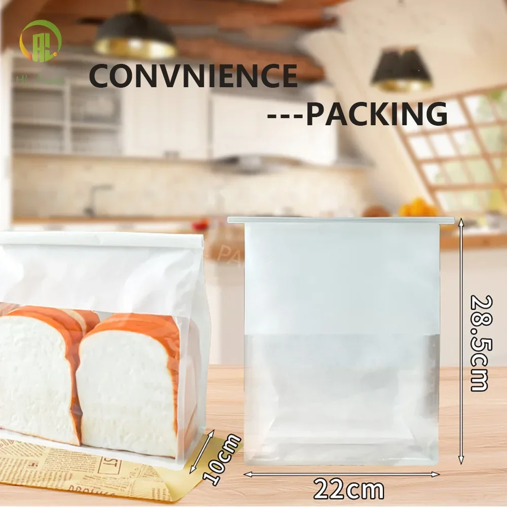 100pcs Packaging Toast Bag Packaging Bag, Self Sealing Bread Bag Wire Rolled Edge Baking Transparent Biscuit Cake Bag Sealed