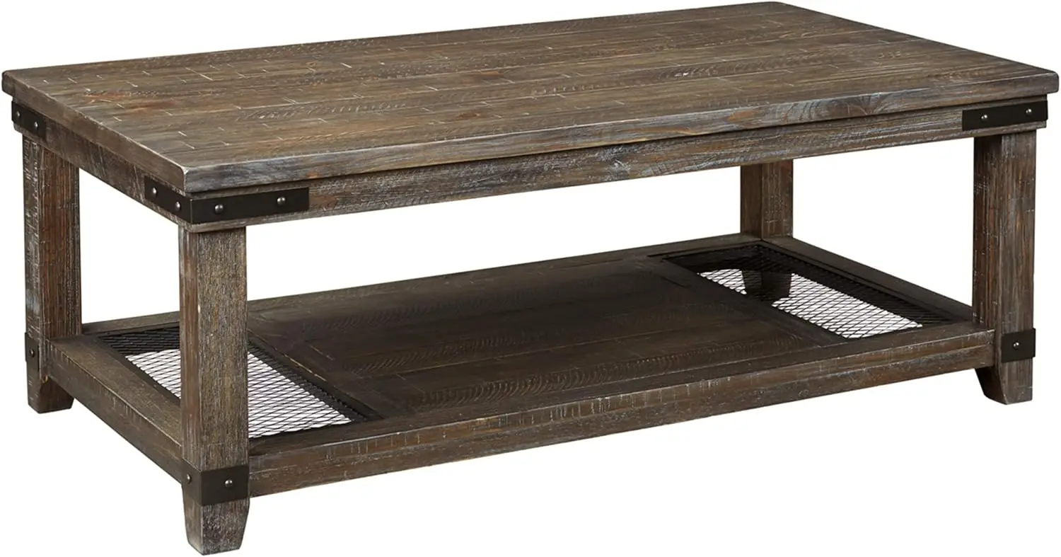 

Design by Ashley Danell Ridge Rustic Rectangular Coffee Table with Iron Accents, Brown