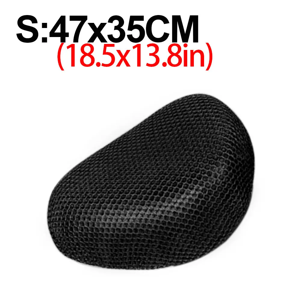 1pc Electric Bicycle Black Seat Cover Summer Cool Breathable Sunscreen Thick Honeycomb Mesh Fabric Anti-slip Waterproof 3D Mesh