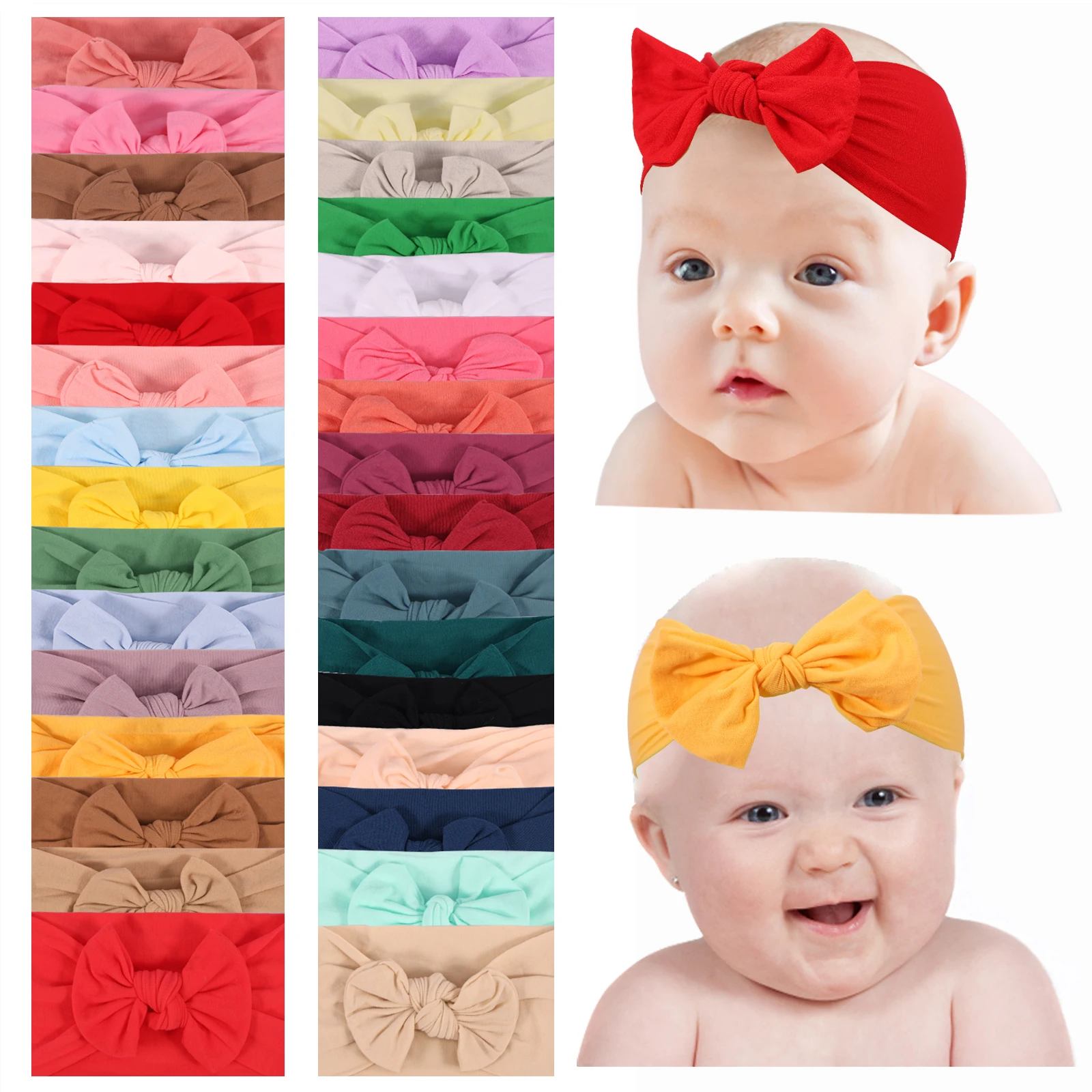 

62/31Pcs Baby Headbands Soft Nylon Hairbands with Bows Baby Girls Hair Accessories for Newborn Infant Toddler Kids Headwrap