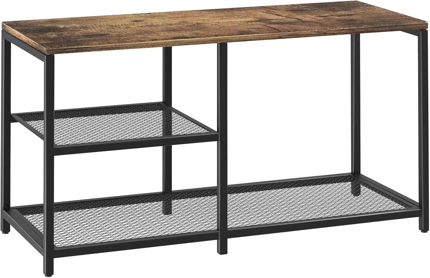 

Rustic Wood Bench With 3-Tier Shoe Ra For Small Spaces - Free Standing Shoe Storage Shelf With Boot Organizer