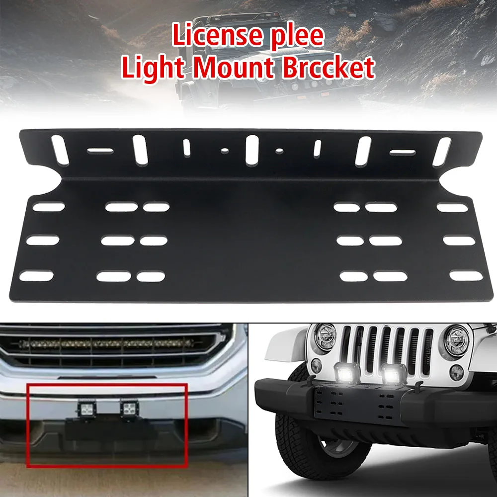 Front Bumper License Plate Mount Bracket 4x4 LED Work Light Bar Universal Aluminium Alloy Driving Lamp Fog Light Holder