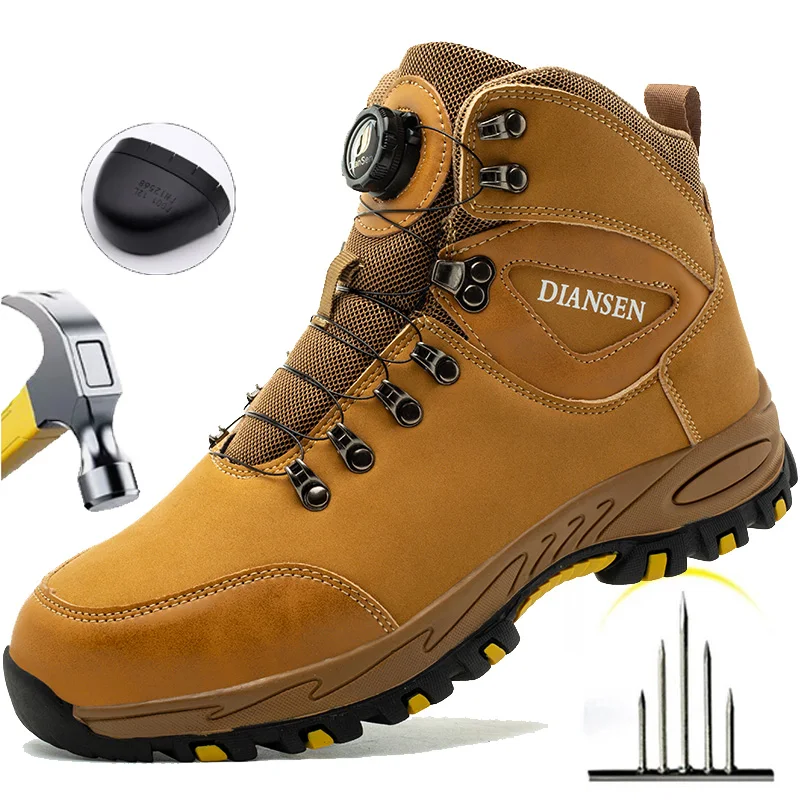 Waterproof Safety Shoes Men Boots Steel Toe Shoes Construction Work Boots Indestructible Shoes Puncture-Proof Boots Hiking Boots