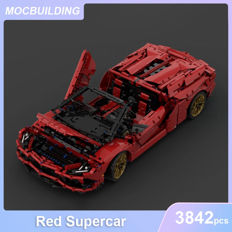 Red Supercar Model MOC Building Blocks DIY Assemble Bricks Educational Creative Transportation Collection Toys Gifts 3842PCS