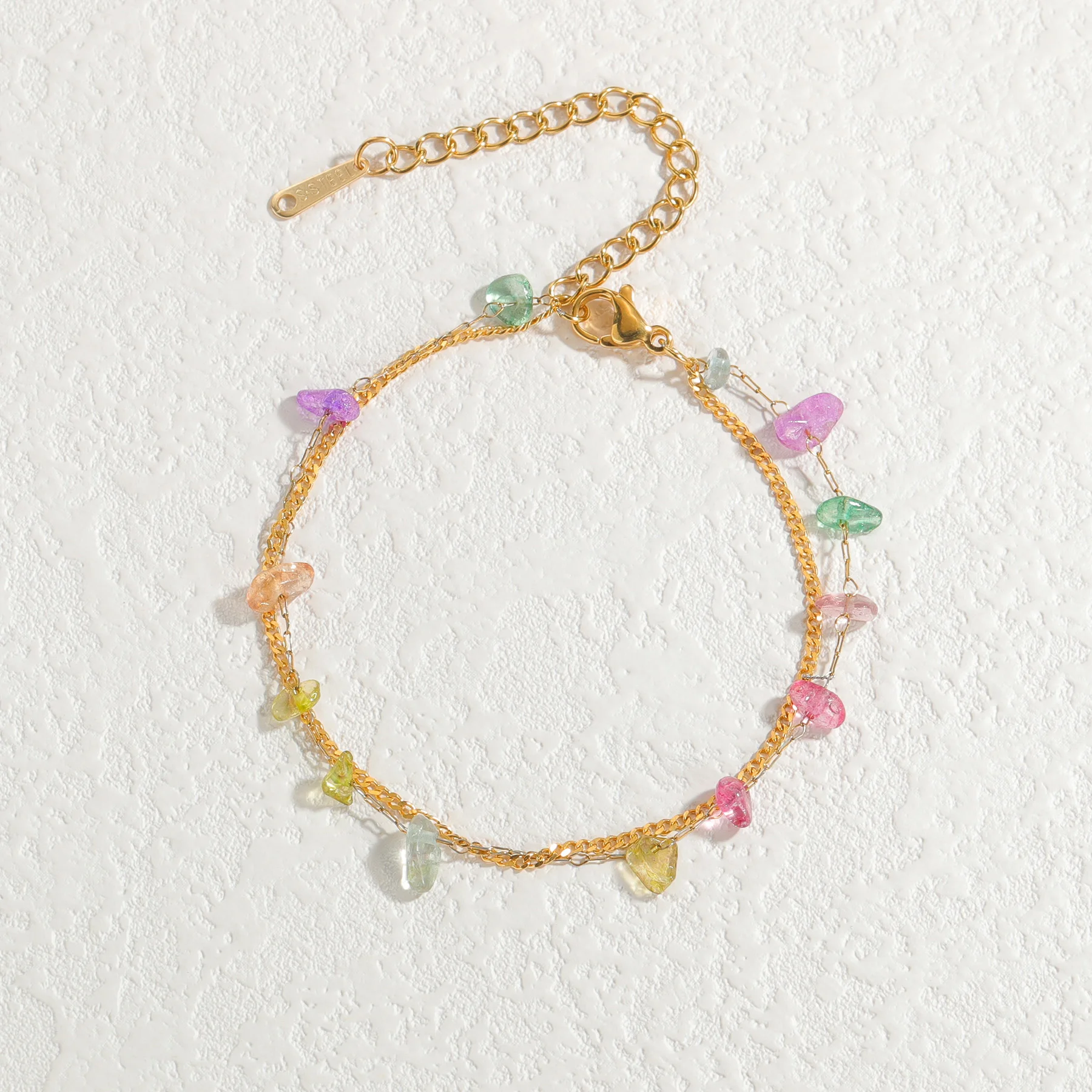 Nextvance Trendy Multi-layers Colorful Stones Bracelets Shell For Women Stainless Steel Gold Plated Chain Jewelry Gifts