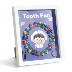 Cartoon Wooden Photo Frame Baby Tooth Box Organizer Kids Milk Teeth Storage Box Collect Case Souvenir Baby Accessorie
