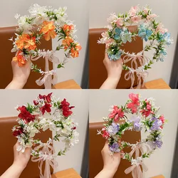 1pc New Floral Forest Series Photo Simulation Flower Headwear Green Plants Flower Crown Bridal Vacation Wedding Headflowers