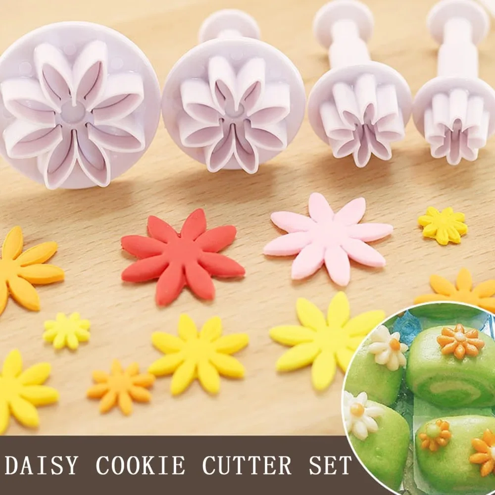Cookie Cutters Plunger Cutter Cake Decorating Daisy Peach Blossom Flower Fondant Embossing Tool Sugarcraft Decorating Kits