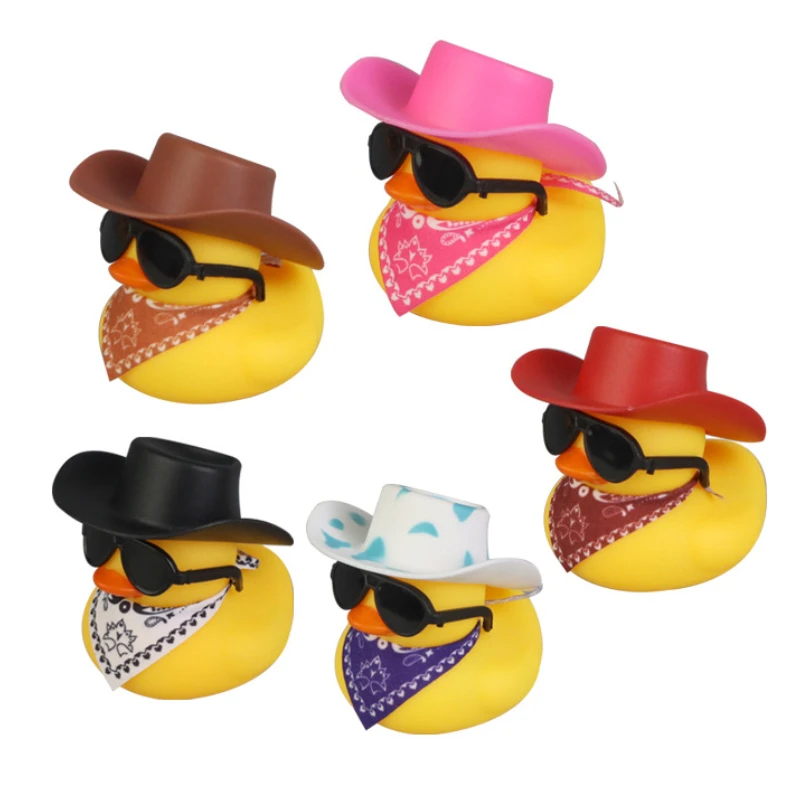 Summer Swimming Ring Yellow Rubber Duck Cute Cowboy Hat Duckies Children's Pool Duck Toys