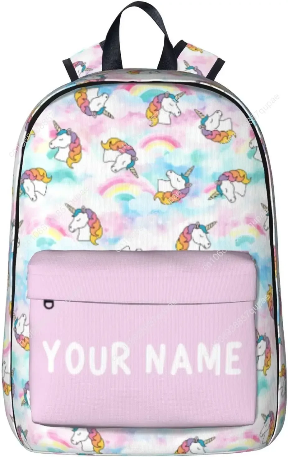Rainbow Unicorn Personalized Backpack for Girls, Custom Laptop Backpack with Name, 17in