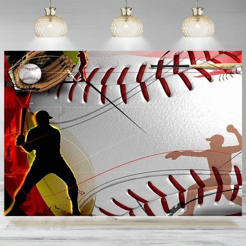 Baseball Backdrop Sports Party Decoration Classic Baseball Serve Catching Background Photographic Party Banner  Supplies