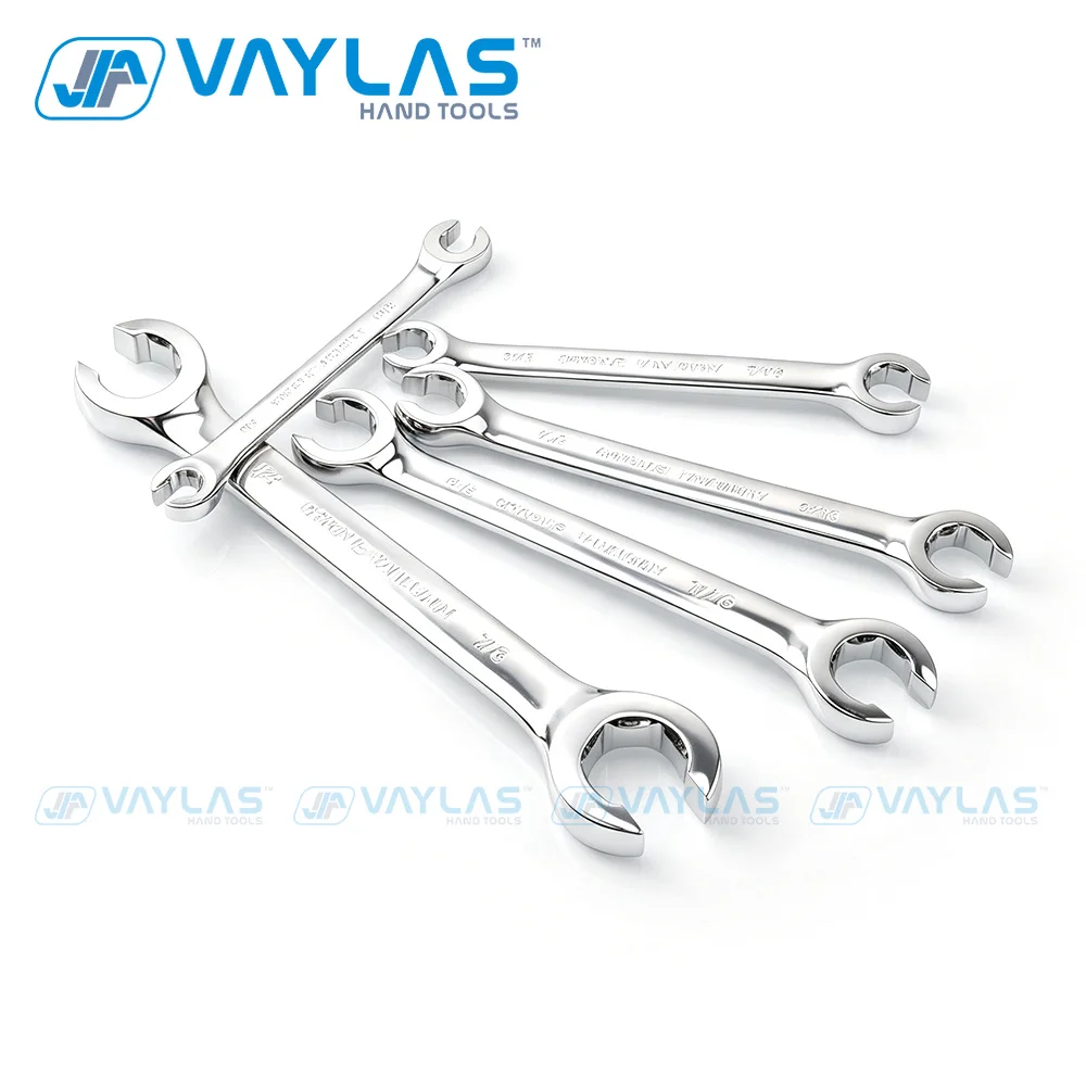 SAE Flare Nut Wrench Chrome‑Vanadium Steel Brake Line Wrench 1/4‑In to 7/8‑In Tubing Spanner for Fuel & Brake Pipe Fittings