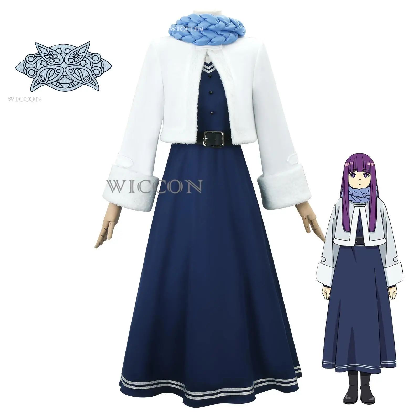 Fern Cosplay Costume Anime Frieren Beyond Journey's End Wig Dress Uniform Scarf Winter on The Northern Lands Halloween Women Cos