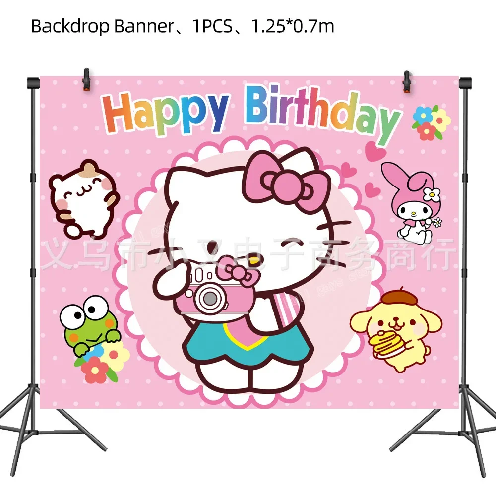 Hallo Kitty Party Dekoration liefert Geschirr Zubehör Geburtstag Hintergrund Weihnachten Dekor Baby party DIY Banner Pappbecher