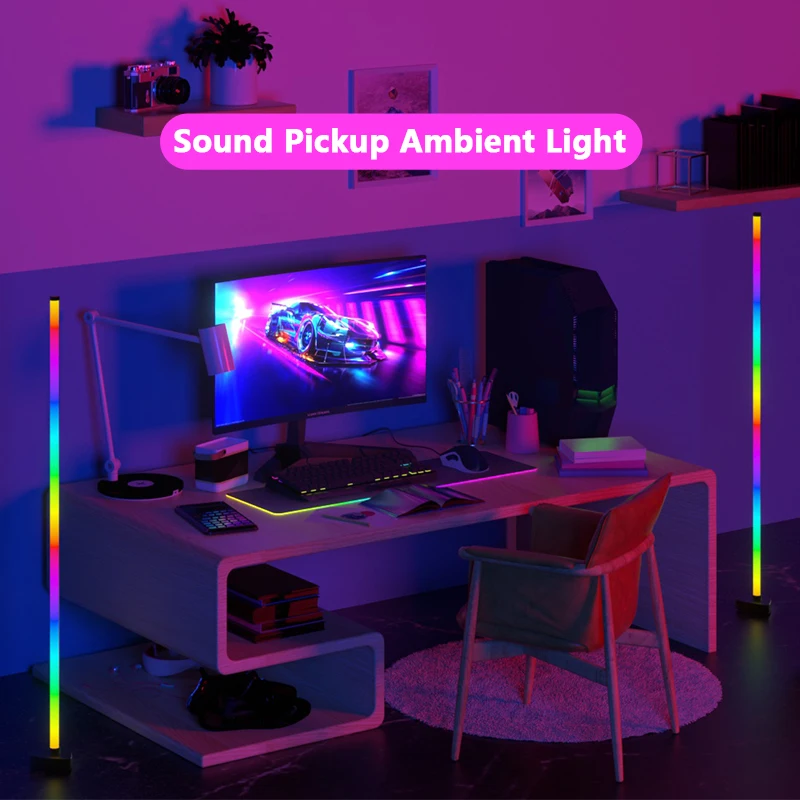 

MUCAI RGB Music Sound Contro Floor Lamp Light Ambient Lightl LED Light APP Control Pickup Voice Activated Rhythm Lights Color