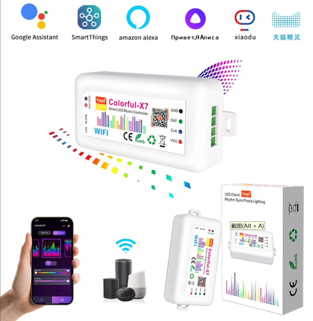 Tuya WiFi Addressable LED Controller WS2815/13 WS2811 WS2812B SPI RGB BT RGBIC LED Strip Dimmer LED Controller 5-24V Pixel Strip