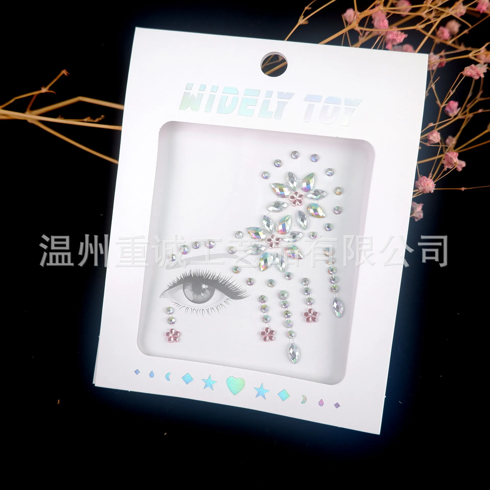 New Arrival Half Face Eye Diamond Stickers Self Adhesive Waterproof Rhinestones for Masquerade Party Rave Festival Makeup view 6