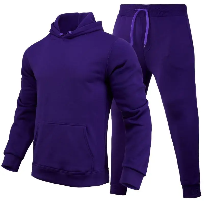 2024 neues Herbst/Winter Herren und Damen lässig leer einfarbig Set mit Fleece locker sitzenden Hoodie und Hose zweiteilig Set