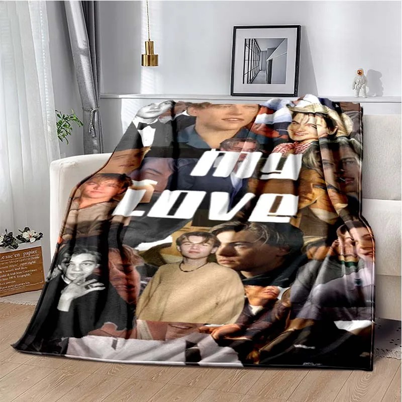 Leonardo DiCaprio Poster Print Flannel Throw Blanket Soft Warm Lightweight Sofa Bed Travel Blanket Fan Home Decor Gift Idea
