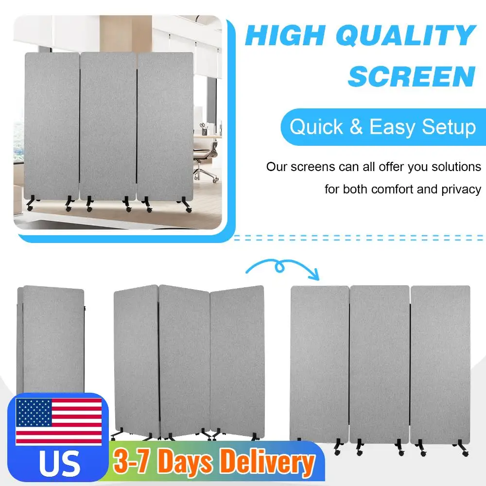 

3 Panel Freestanding Partition Room Dividers Soundproof Privacy Panels Folding Room Divider for Office Room Restaurant Hospital