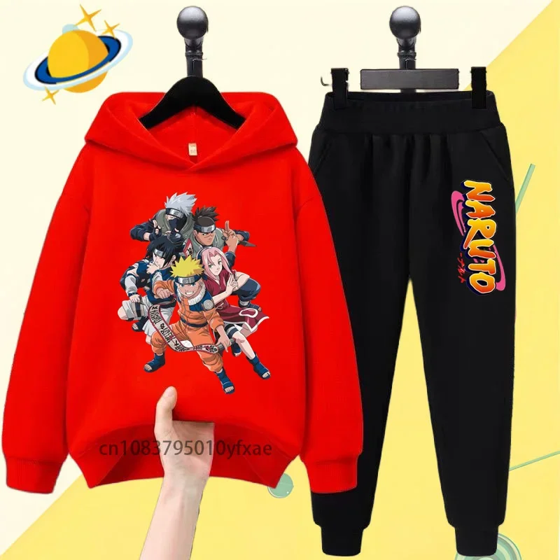 Naruto Ninju anime children hoodie set cartoon print Autumn/Winter long-sleeved sweatshirt Boy/girl trend casual style top gift