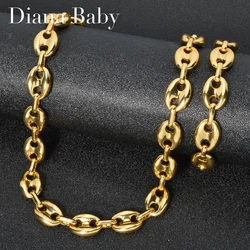 Diana Baby New Jewelry Sets for Men Women 2PCS 18K Gold Plated Chain African Necklace Wedding Bracelets Birthday Gift Party