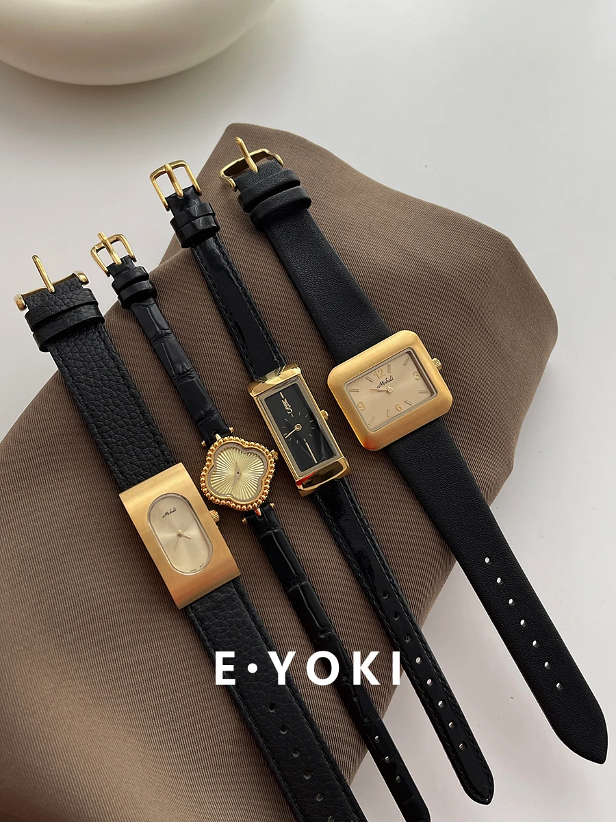 Women'S Watch 2026 New Black And Gold Series Ladies' Luxury High-End Leather Quartz Watch For Women Exquisite Women'S Wristwatch