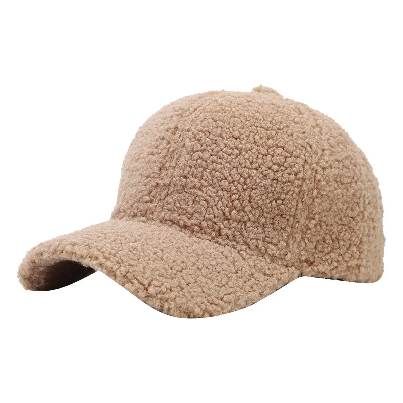 Artificial Lamb Wool Baseball Cap for Women Men Autumn Witner Warm Plush Baseball Caps Spring Baseball Hat Solid Sunshade