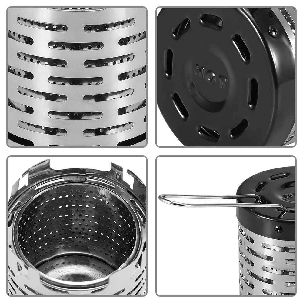 Calefactor portátil de acero inoxidable con asa – Mini camping y viaje - imagen 4