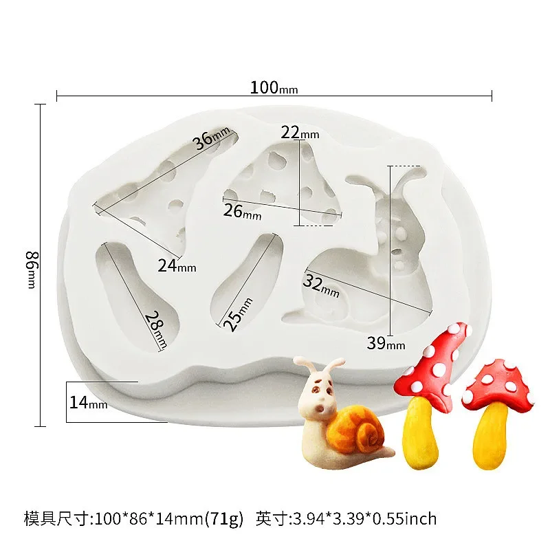 Lovely Mushroom Shape, Silicone Fondant Cake Molds Fondant Decoration Soap Chocolate Mould for the Kitchen Baking Cake Tool