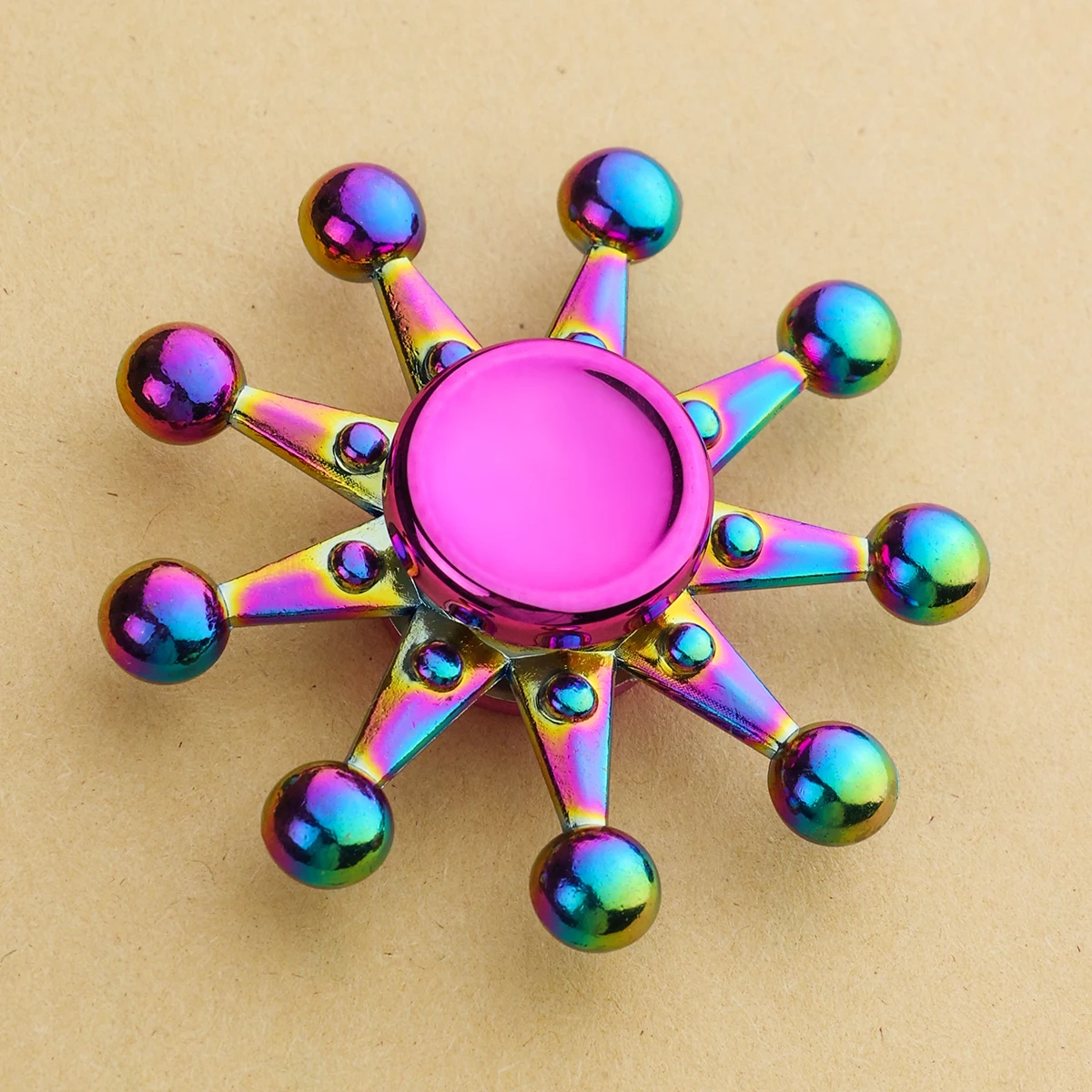 Colorful Zinc Alloy Fidget Spinner Toy for Office Stress Relief And Leisure Entertainment Nine Beads Design