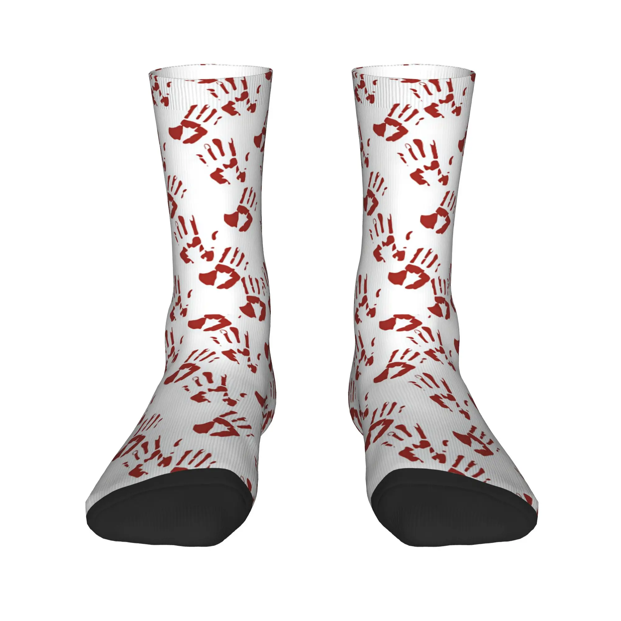 Bloody Handprint Simple Seamless Pattern Halloween Socks  Novelty Stockings Men High Quality Running Socks Autumn Non Slip Socks