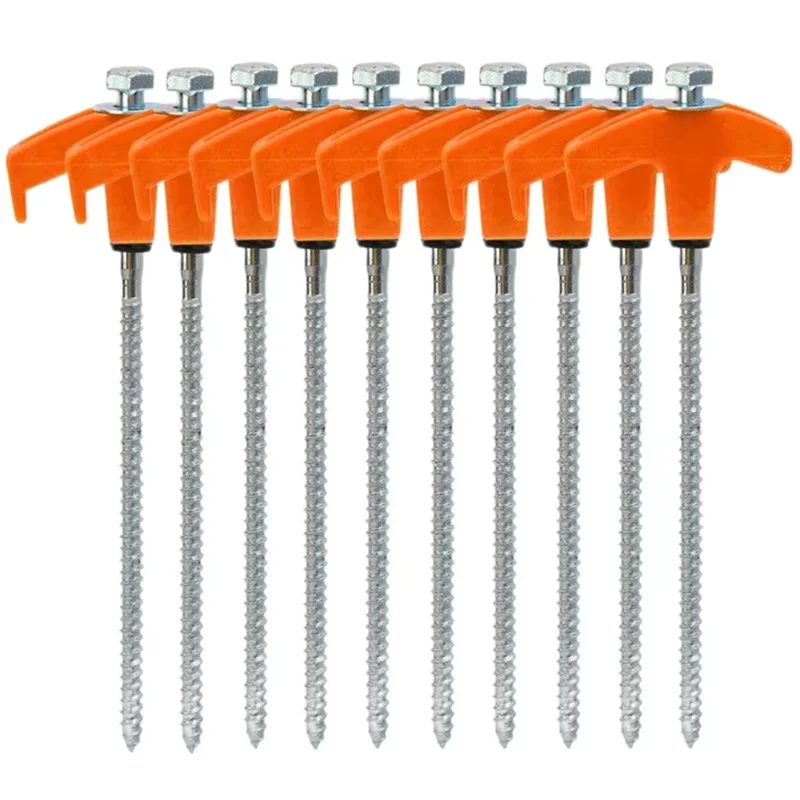 Carbon Steel 25Cm Tent Pegs For Outdoor Use, M8 Screw-In Ground Nails, Anchor Stakes For Secure Camping