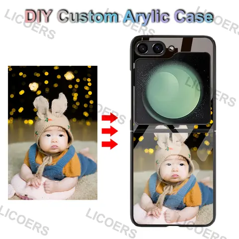 Customized Print photo For Samsung Galaxy Z Flip 8 7 6 5 4 3 Case HD Acrylic Shockproof Custom DIY Picture Cover Soft Shell