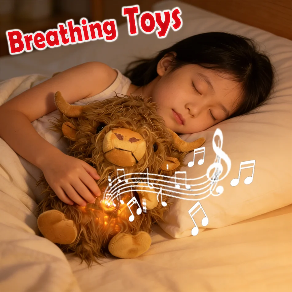 

Kawaii yak Anime Fury Plush Doll Breath Soothes Light Sleep Toys With Lighting Music Toy Baby To Soothe Sleep Peluche Gift Toys