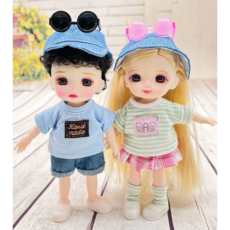 Mini Thoáng Mát Bé Trai Gái 16Cm Bjd 1/12 Quần Áo Búp Bê Kính Mũ Giày Thời Trang Dễ Thương Bóng-Khớp Quần Áo Búp Bê lên Nhà Diy Kid Đồ Chơi Quà Tặng