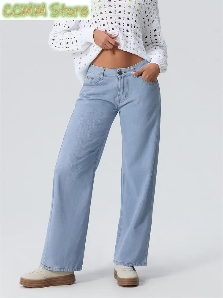 Women Wide Leg Boyfriend Jeans Straight Hip Hop Long Denim Pants Low Waist Baggy Jeans Casual Loose Jeans Streetwear