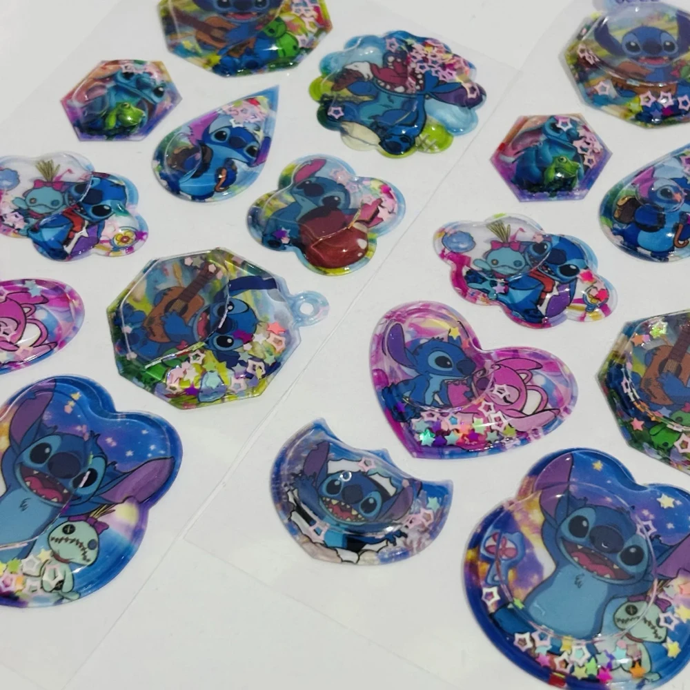 @Authentic Disney Stitch Series 3d Stereoscopic Relief Stickers Cartoon Stereoscopic Reward Crystal Stickers Hand Account Diy