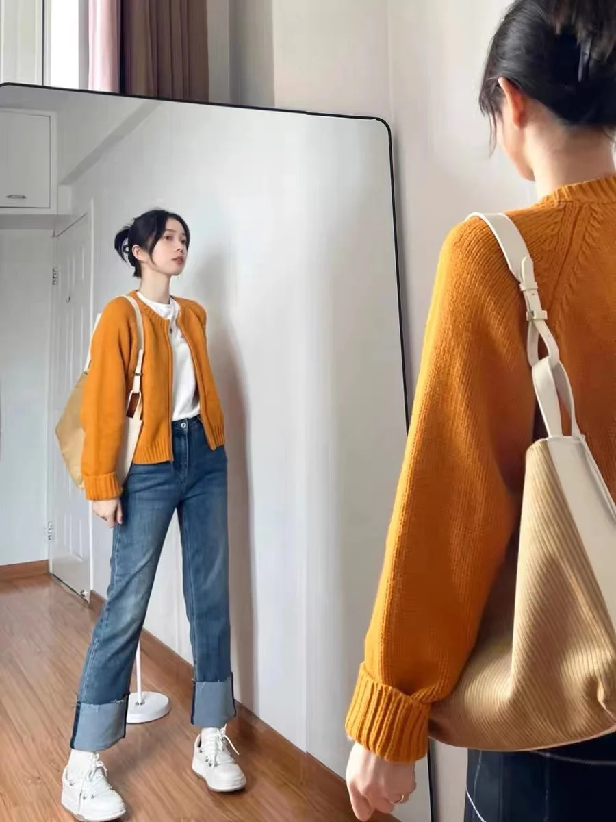 

plus Size High Waist Straight Leg Jeans Women's Spring Autumn Large Denim Shorts American Style Nine Points Smoke Tube Pants