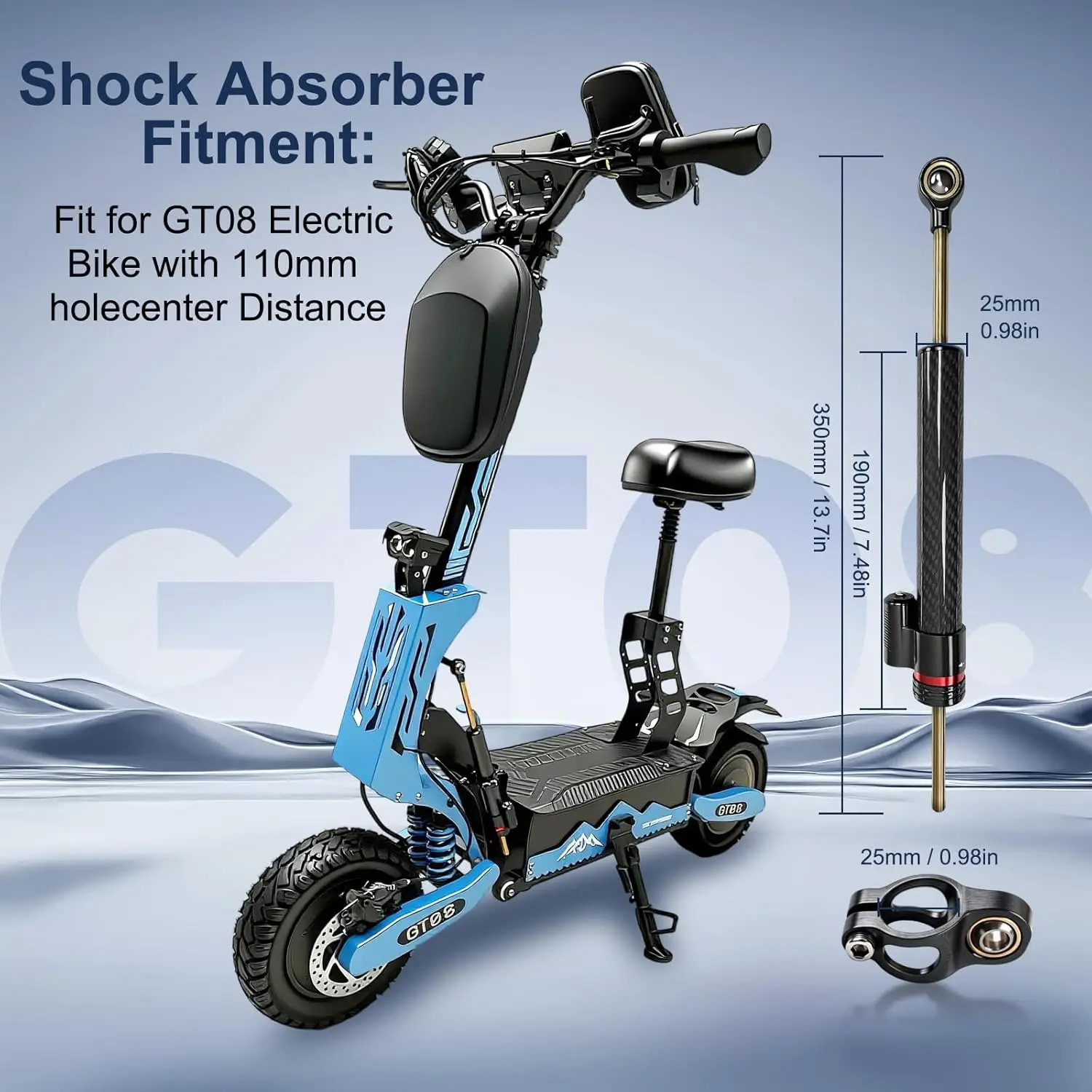 [345 мм] моторизованный скутер GT08, линейный адаптер стабилизатора рулевого управления мотоцикла для Yamaha YZF R1/R3/R6/R15/R25 FZ1 FZ8 FZ09