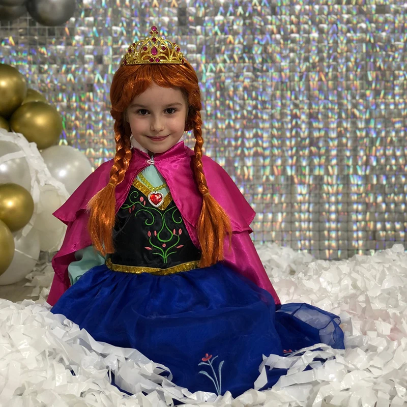Fancy Girl Princess Rapunzel Wig Children\'s Birthday Party Halloween Disguised Child Little Mermaid Elsa Aurora Snow White Hair