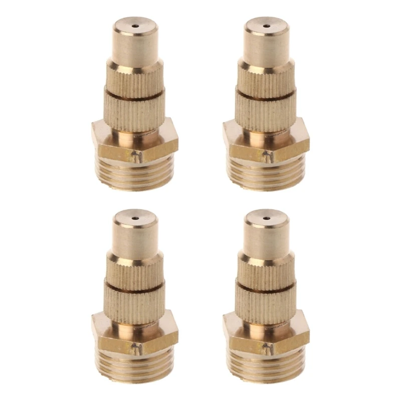 

4pcs Garden Irrigation Brass Adjustable Misting Nozzles High Atomization Misting Nozzles for Irrigation Tool A0KF