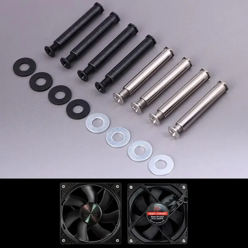 4Pcs/set Computer Case Fan Long Screw Kit DIY Modified PC Cooling Fan Screw Enhanced Stability Cooling Fan Mount Screws