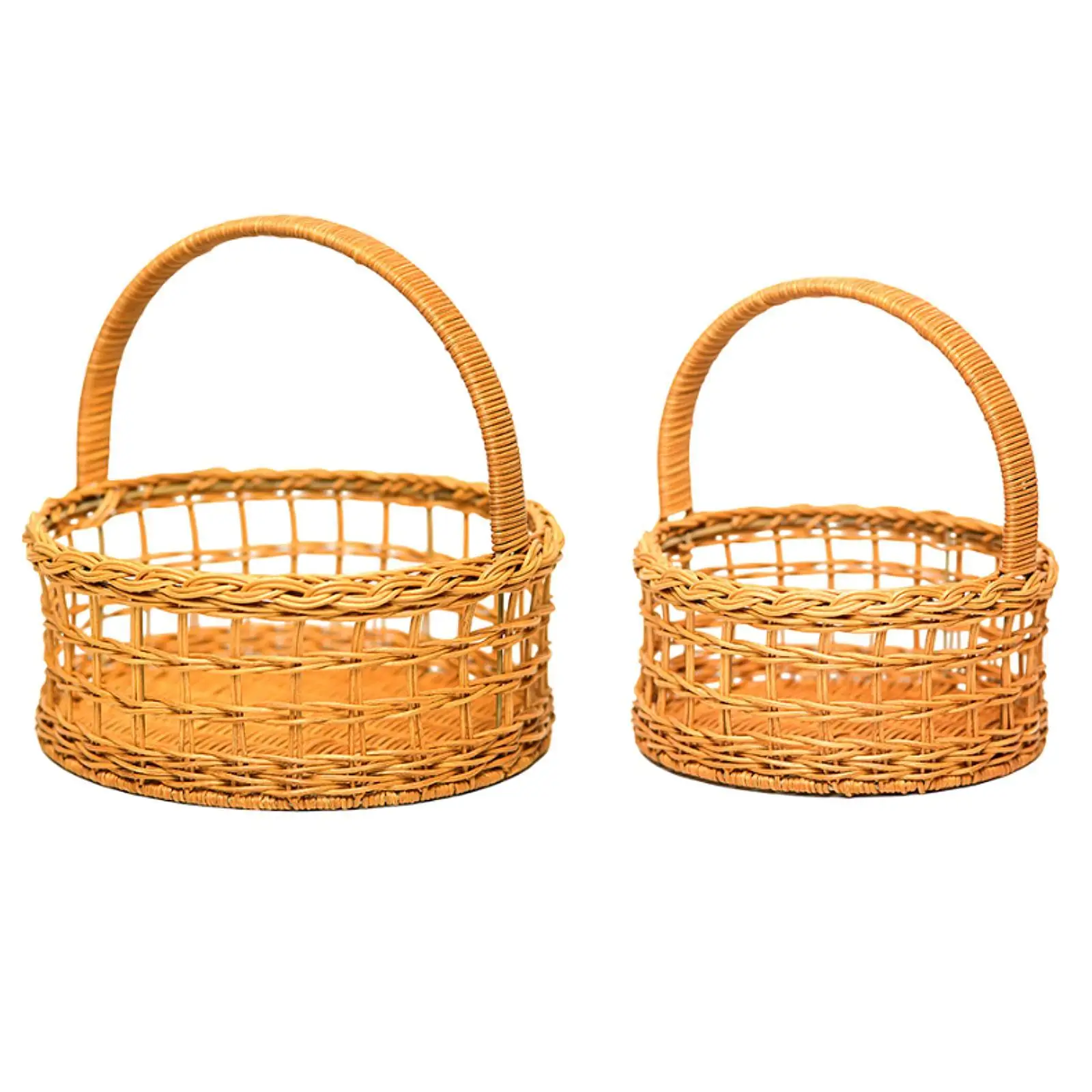 Cestino intrecciato a mano rustico multifunzionale con manico Decorazione domestica Decorazione di nozze per campagna picnic in fattoria all'aperto