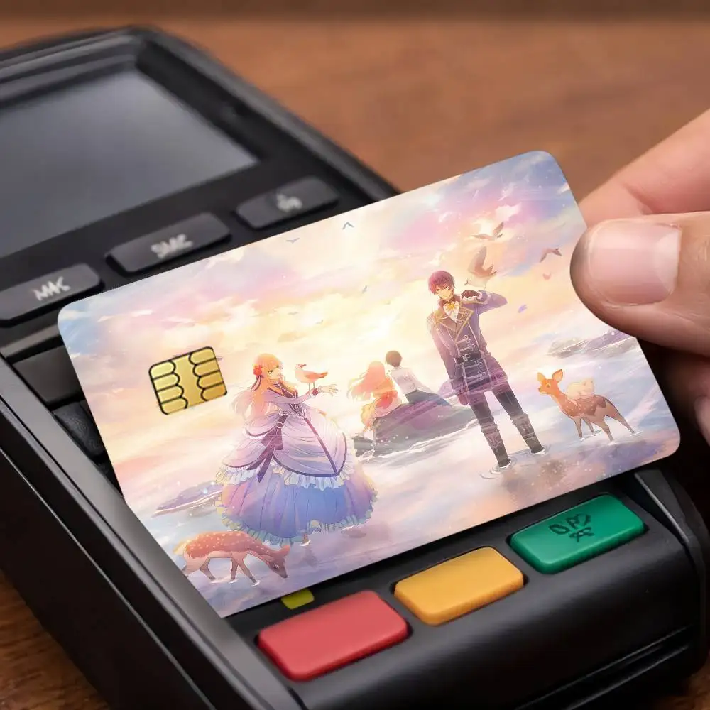 Anime 7th time loop Credit Decorative Card Stickers Suitable For Bank Cards Metro Transit Anti-scratch Gift 4PCS
