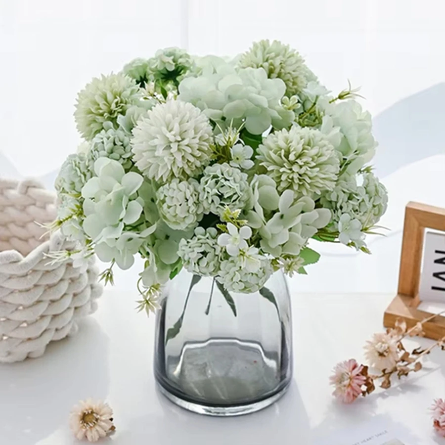 

10Pcs 30Cm Artificial Flowers Silk Hydrangea Bridal Bouquet Parties Decor Home Garden Wedding Dining Table Colorful Arrangements