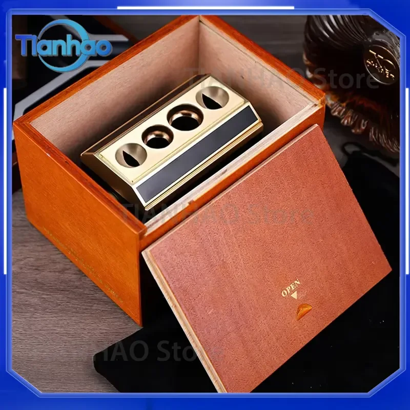 Manual Desktop Cigar Cutter for V-Cut and O-Cut with Stainless Steel Blades Sharp Cigar Cutter with Built-in Cigarette Ash