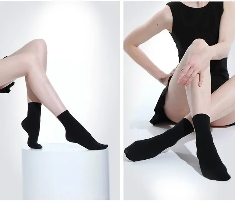 10/20 Paar solide, bequeme Damensocken mit Rundhalsausschnitt, atmungsaktiv, Mittelrohr, weich, Damenstrümpfe und Strumpfwaren für den Alltag – Detail 2