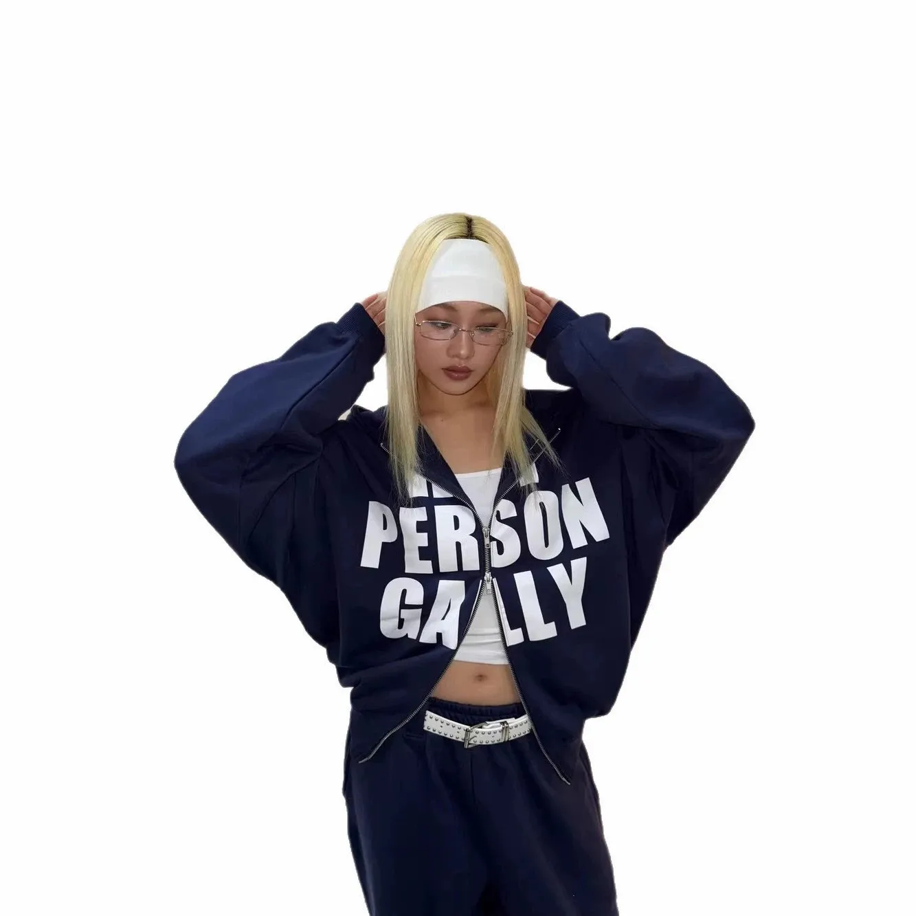 Harajuku Full-Zip Design Leisure Hoodie Edgy Streetwear Y2K Aesthetic Commute Women's Oversized Sweatshirt Autumn Winter Models - view 6